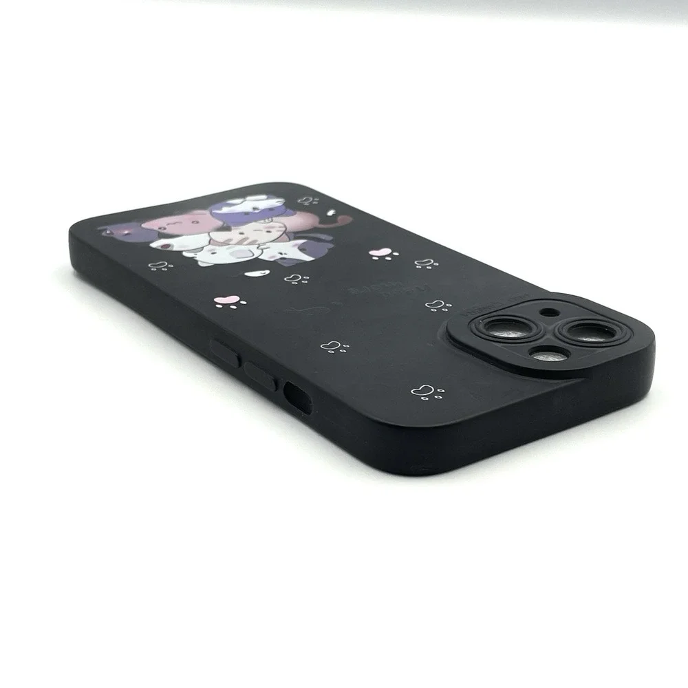 New iPhone 13 Cute Cat Stack Phone Case Paw Print Kawaii Black‎